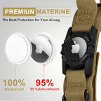 Tactical AirTag Dog Collar Leash Set - Heavy Duty, Adjustable GPS Collar Compatible with Apple AirTag, with Holder & Control Handle for Medium/Large Dogs [Brown, XL]