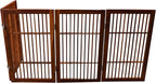 Urnporium Pet Dog Gate Freestanding, Strong Durable Folding Wooden Fence, Portable Acacia Hardwood Safety Barrier for Indoor & Outdoor Use (Brown Pet Gate, 4 Panel 30" Tall)