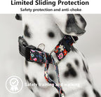 Martingale Dog Collar with Buckle Adjustable Nylon Limited Slip No Pull Training Floral Dog Collars (Black Pink Red, XLarge)