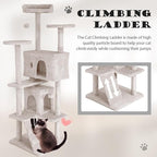 Heavy Duty Cat Tree Tower, 70" Tall Cat Tower for Indoor Cats with Cat Scratching Post with Bed, Cat Condo, Hanging Ball, Multi-Level Cat Climbing Tower Cat Trees Furniture Activity Center, Beige