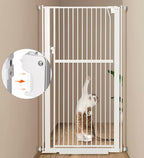 59” Extra Tall Pet Gate, Durable Metal Cat Gate with Double Safety Lock & Walk Thru Door - Self Closing/Stay Open/Open Both Ways, Pressure Mounted Dog Gate for Indoor Stairs, Doorways, Hallways