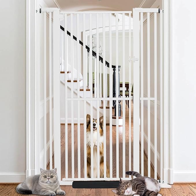 71 Inch Extra Tall Pet Gate for Cats, 29.5-43" Adjustable Wide Dog Gates, Pressure Mounted Walk Through Tall Cat Gate for Doorways,Hallway,Stairs,House（White）