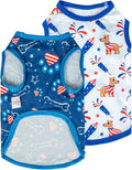 CuteBone 4th of July Dog Shirts 2-Pack Soft Pet Clothes Breathable Summer Vest for Small Puppy and Stretchy Cat Apparel 2BX17XL