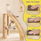 Wood Cat Tree Tower for Indoor Cats with Scratching Posts, Modern Cat Tree Cat Condo, Hammock, and Climbing Web Cat Track Toy with Spinning Balls, 15.7in Full Sisal Scratching Posts