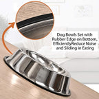 2Packs Stainless Steel Dog Bowl with Anti-Skid Rubber Base for Small/Medium/Large Pet, Perfect Dish, Pets Feeder Bowl and Water Bowl Perfect Choice for Dog Puppy Cat and Kitten (40oz)
