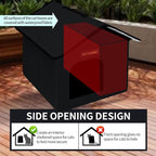 Rest-Eazzzy Cat House for Outdoor Cats, Weatherproof and Insulated Feral Cat House with Mat and Canopy, Easy to Put Together, Selfwarming Cat Shelter for Winter(13 * 13 * 14" Black with Support)