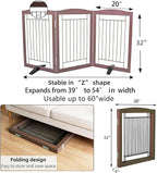 Dog Fence Indoor,Dog Gate Indoor for Doorway pet gate -3-Panel Freestanding, Hallways, House or Stairs -60x32-Inch Retractable Foldable Expandable Wood Pet by SFJC (Brown) ﻿