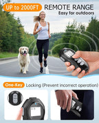 Dog Training Collar with Remote for Dogs, Waterproof IPX7 E Collar, Beep Vibration Modes, Safe Humane Training, 2000FT Range, Rechargeable Battery, for Small Medium Large Dogs 10–120 lbs (Black)