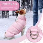 Winter Warm Dog Jacket for Small Medium Dogs Cat Cold Weather Coats with Harness Paded Dogs Fleece Vest Waterproof Windproof Dog Snow Jacket Pet Puppy Clothes (Pink,XXL)