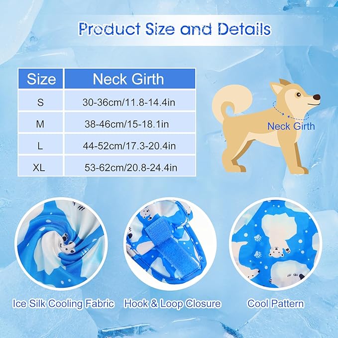 Talltalk 5 Pieces Dog Cooling Bandanas Neck Wraps Ice Scarf Pet Dog Cooling Collar Hunting Training Hiking Camping Accessories for Summer(S)