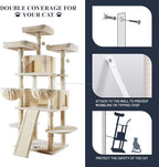 Allewie 68 Inches Cat Tree/House and Towers for Big Feline/Scratching Post/Multi-Level Large Kitty Climbing Tree with Condo/Beige