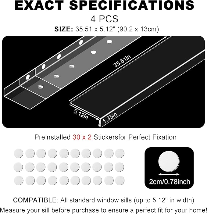 Ultra Clear Window Sill Protector - Scratch & Chew Proof Pet Guard for Dogs & Cats, Easy Install Transparent Ledge Cover, No Residue
