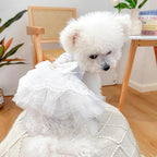 Fashion Sweet Puppy Dog Blingbling Princess Skirt Pet Dog Lace Cake Camisole Tutu Dress D-White L