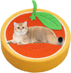 Orange Round Cat Bed - Fruit Shaped Sisal Wear-Resistant Scratcher