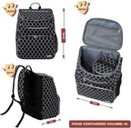 BAGLHER Dog Travel Bag Backpack, Airline Approved Pet Supplies Backpack, Dog Travel Bag with 2 Silicone Collapsible Bowls and 2 Food Baskets DLBlack