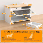 40" Dog Crate Furniture with 2 Large Storage Drawers, Wooden Dog Kennel End Table for Medium & Small Dogs, Decorative Indoor Pet Crate Sideboard with Heavy Duty Metal Bars & Secure Lock, White