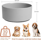 Ceramic Dog Bowls, Non Slip Dog Food and Water Bowl with Silicone Base, Heavy Duty Feeding Bowl for Small and Medium Dogs (Grey, 6 Inches)