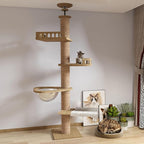 Floor to Ceiling cat Tree - Adjustable Height (95-98in,104.3-108.2in)- with Width 4.33 in Scratching Post,Cat Hammock,Fully Wrapped with sisal Rope - Floor to Ceiling Cat Tower for Indoor Cats.(T04)