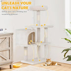 Cat Tree 36 Inch Cat Tower for Indoor Cats with Scratching Post,Padded Perch,Hanging Toys for Kittens & Adult Cats,Beige (Beige)