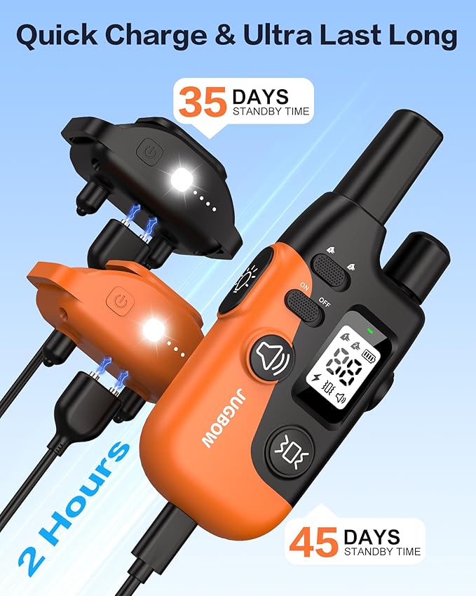Jugbow Dog Shock Collar 2 Dogs - 4200FT Dog Training Collars with Remote for Large Medium Dogs, LED Light IPX8-Waterproof Rechargeable E-Collar with Beep (1-3), Vibration(1-3), Shock(0-16
