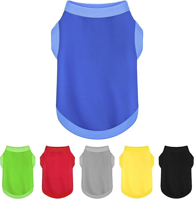 Elevate Your Dog's Fashion Quotient with Colorful and Breathable Sleeveless Cotton Shirts! Perfect Pet Apparel for Small to Medium Dogs Blue XXL