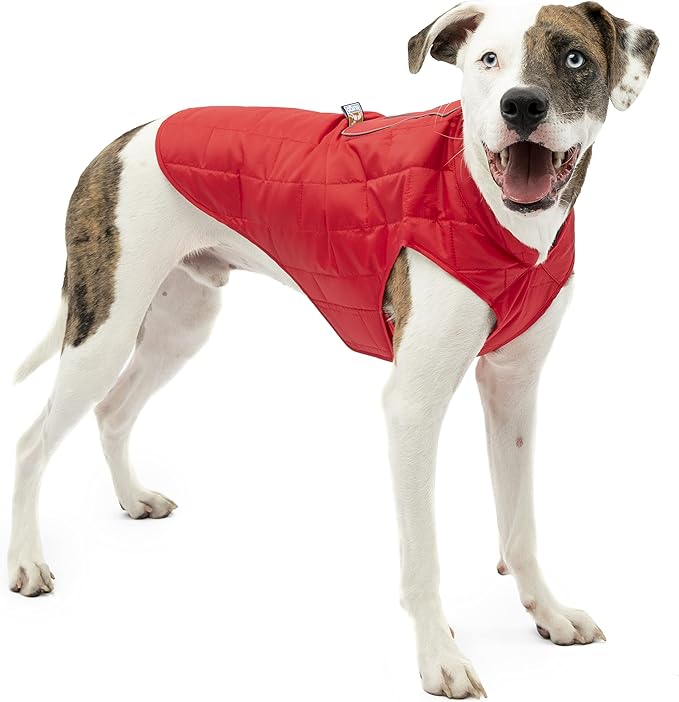 Kurgo Loft Dog Jacket - Reversible Cozy Coat for Outdoor Adventures - Water Resistant - Athletic Fit - Machine Washable Fabric - Reflective Dog Gear - Small - Chili Red