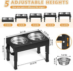 Elevated Dog Bowls Stand Large Breed, Height Adjustable Raised Dog Bowls Holder with 2 Stainless Steel Food Bowls for Small, Medium and Large Canine