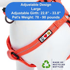 Pawtitas Recycled Reflective Step-in Dog Harness – Adjustable No-Pull Vest for Puppies to Seniors, Safe & Comfortable L Coral