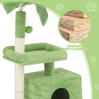 Magshion 32" Cat Tree for Kittens and Senior Cats, Small Cat Tower with Green Leaves, Scratching Posts, Cozy Condo, Low Perch & Fluffy Balls, Stable Cat House with Leaf Design