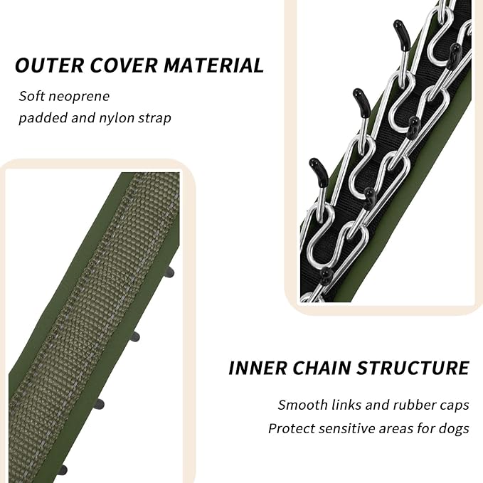 Martingale No Pull Dog Collar for Large Medium Small Dogs, Heavy Duty Nylon Reflective Adjustable Anti Pull Slip Collar with Buckle for Training Walking L Army Green