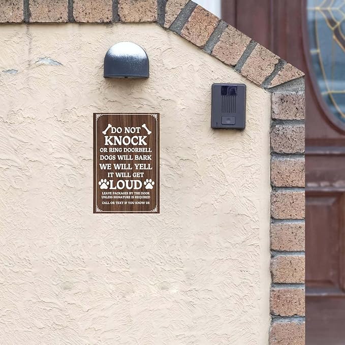 Do Not Ring Doorbell Sign Retro Do Not Knock Or Ring Doorbell Metal Tin Sign Gifts For Dog Lovers Front Door Fence Yard Bar Decor 8x12 Inch