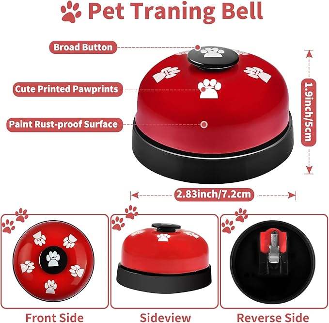 3 Pack Dog Doorbells, Pet Training Bells for Outside Potty Training and Communication, Bell for Dog Cat Puppy Interactive Toys (Red, 3 Pack)