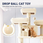 Allewie 82 Inches Large Cat Tree/House/XXL Tall Cat Towers for Big Feline/Scratching Post/Multi-Level Large Kitty Climbing Tree with Condo/Beige