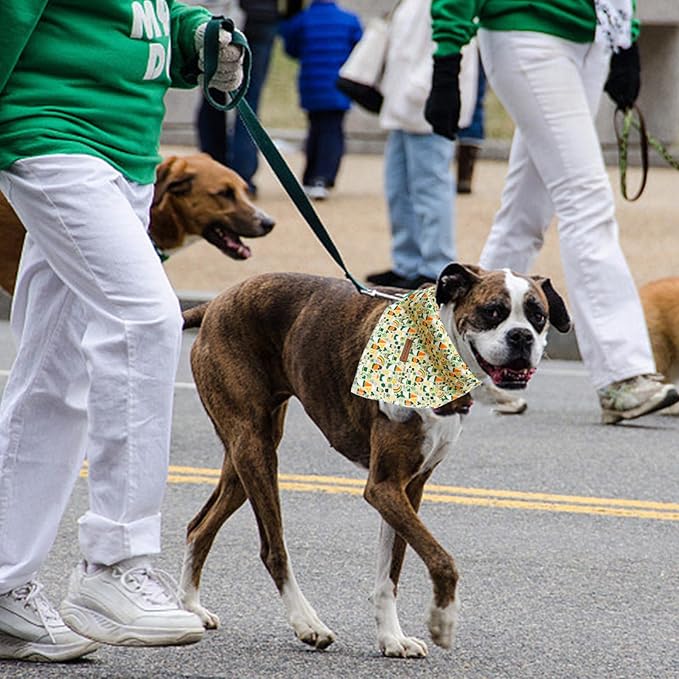 Elegant little tail Dog Bandana, St. Patrick's Day 1PC Washable Dog Scarf Female or Male Square Bib Kerchief Scarf Adjustable Pet Bandana for Medium Large Dogs