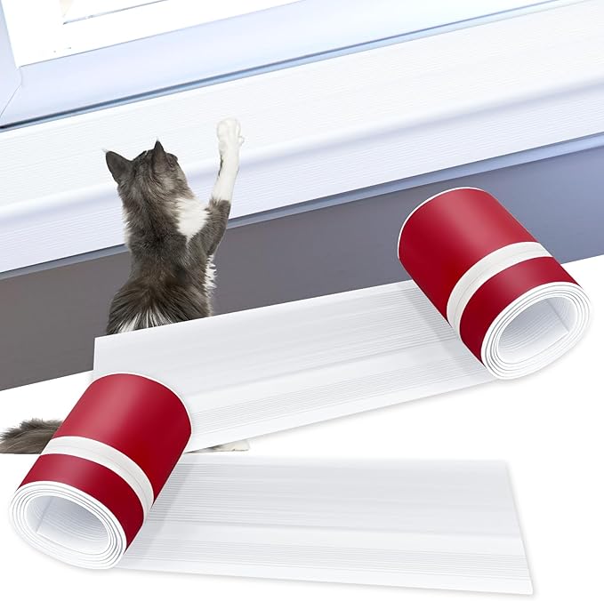 2 Rolls Dog Cat Scratching Window Sill Protector - 5.5 in x 6.6 Ft L-Shape Rubber Window Sill Cover Window Sill Guard Protector for Pet Cat Claw Scratching Chewing, White