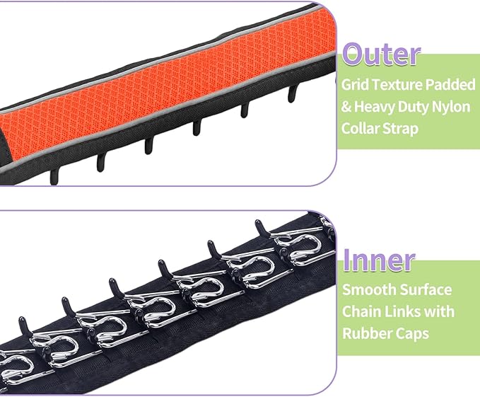 Martingale No Pull Dog Collar for Large Medium Dogs Training Walking, Heavy Duty Nylon Reflective Adjustable Anti Pull Slip Collar with Buckle S Orange