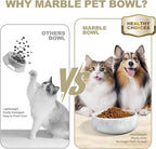 Marble Dog Bowl, 5lbs Non-Slip Cat and Dog Food Bowl Dish, Non-Tipping Weighted Puppy Pet Dish, Grey Stone Durable Food and Water Bowls, Easy to Clean, Holds 4 Cups