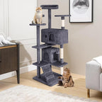 Cat Tree 53 inches Cat Tower for Indoor Cats Cat House with Replaceable and Removable Dangling Ball Cat Trees and Towers with Funny Toys, ASHY