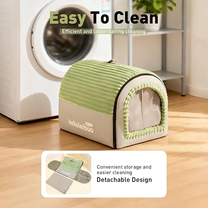 Dog House Indoor, Dog Beds with Privacy Door, Washable Pet Bed Tent, Warm Soft Dog Bed Cave,for Small Medium Extra Large Dogs (Brown, L)