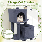 PETSITE 57-inch Modern Cat Tree, Multi-Level Cat Tower with 2 Comfy Condos, Sisal Scratching Posts, Plush Top Perch, Snug Hammock, and Dangling Balls, Ideal for Indoor Cats and Kittens (Dark Grey)