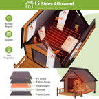 GUTINNEEN Large Heated Dog House Outdoor Insulated Weatherproof Dog Kennel with Heated Pad, Insulated All-Round Thermal Liner, Chew-Proof Strong Iron Frame Dog House for Dogs (Winter-Ready)