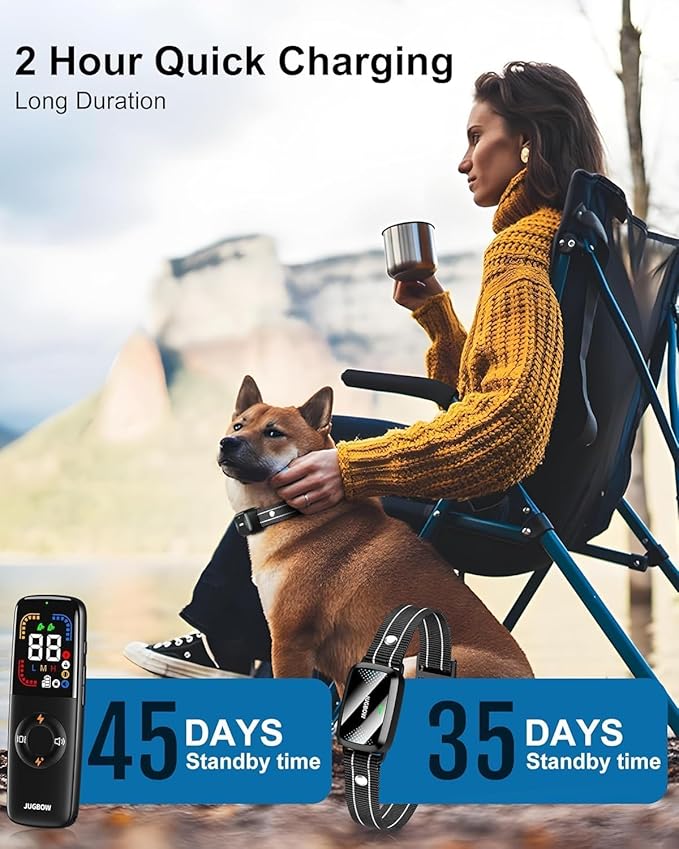 Jugbow Dog Shock Collar - 4000FT Dog Training Collar with Remote for Large Medium Small Dogs 10-120lbs, IPX7 Waterproof E-Collar with 4 Training Modes, Rechargeable e-Collars with Security Lock