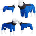 Dog Coat Dog Warm Jacket, 4 Legs Covered Waterproof Windproof Reflective Warm Dog Vest, Zippered Adjustable Outdoor Dog Snow Jacket for Small Medium Large Dogs Blue XXL