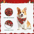 E-Clover Christmas Dog Bandanas & Matching Scrunchie Set Green Red Dog Scarf Bibs Pet Bandana with Bow Tie for Medium Large Dogs Owner Mom Winter