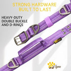 ADITYNA Heavy Duty Dog Collar for Medium Dogs - Reflective Purple Collar with Handle for Training, and Walking - Wide, Thick, Tactical, Soft Neoprene Padded