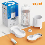 CZPET 2.5 Gallon Dog Water Bowl Dispenser, Automatic Dog and Cat Water Dispenser with Stainless Steel Bowl, Gravity Waterer, Large Capacity, and Quiet Drinking Area for Pets (9.5L,White)
