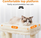 Heybly Cat Tree, 39.4 Inches Tower Condo with Scratching Post, Cat Tower for Indoor Cats, Fully Wrapped Sisal Pole, Soft Platform, 2 Baskets and Dangling Toy, Beige HCT006SM