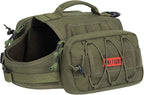 ONETIGRIS Dog Backpack for Hiking Nylon Dog Harness Backpack with Side Pockets for Large Dog with 17"-23.5" Neck Girth and 25"-31" Chest Girth (Green, Medium)
