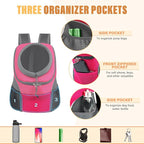 YUDODO 9-14lbs Dog Front Carrier Backpack, Adjustable Breathable Pet Carrier for Small Dogs, Ventilated Puppy Back Pack with Safety Belt, Lightweight Doggy Backpack for Hiking Outdoor (Rose, L)