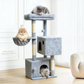 Cat Tree Tower House Condo Small Scratching Post, 40" Corner Kitty Climbing Stand with Hammock for Indoor, Medium Modern Carpet Bed Platform for Kittens, Simple Apartment Cat Furniture